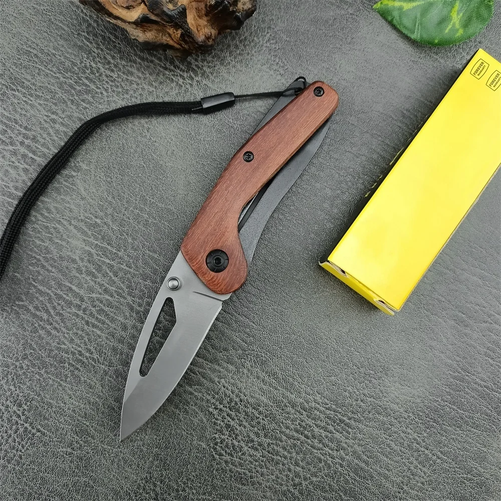 Mini DA85 Pocket Knife Folding Knife 5Cr13Mov Blade Wood Handles Sharp Safety Tactical Knife Utility Fruit Knives EDC Multitool