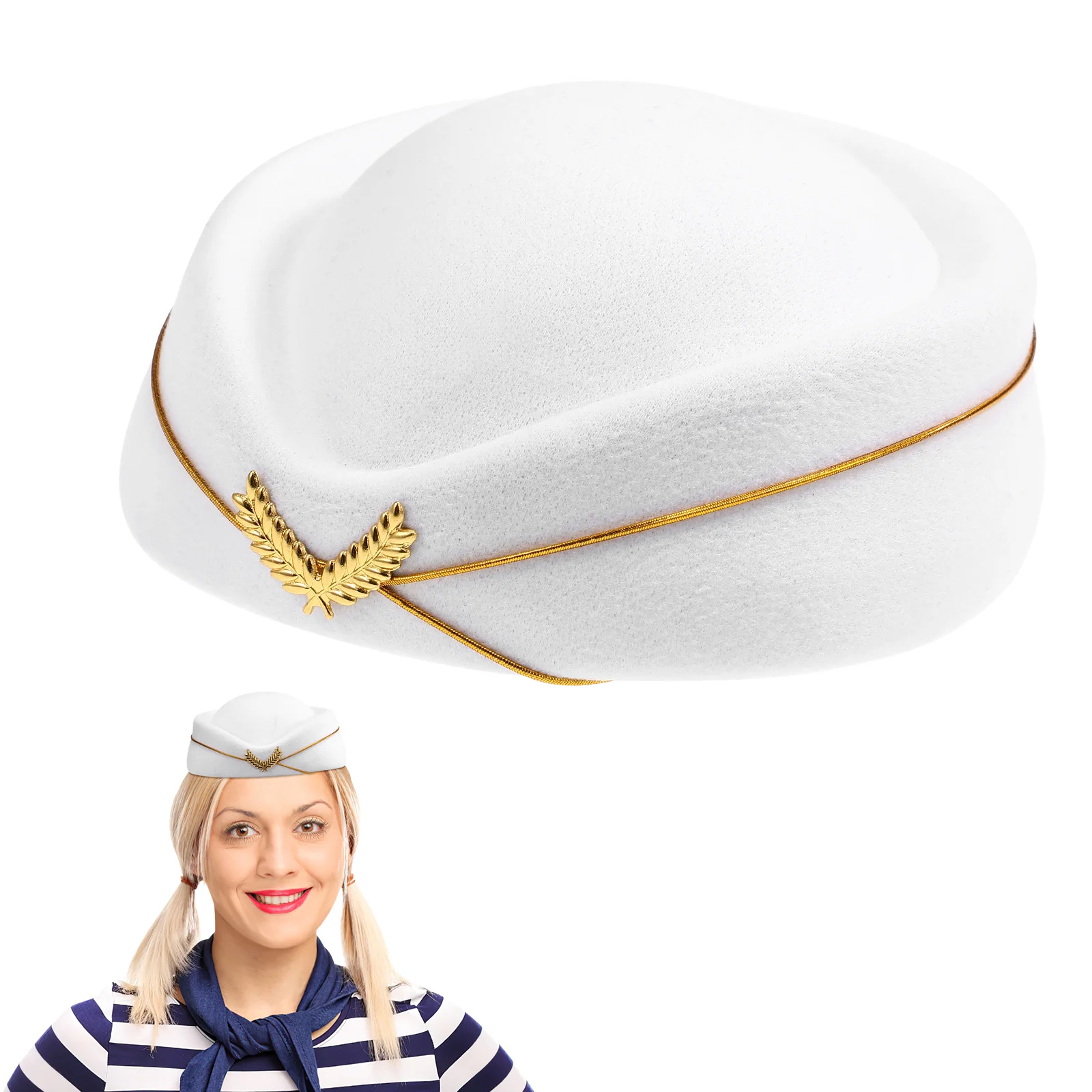 Beige Hat Stewardess Cap Headgear Attendant Costume Cosplay Accessories Airline