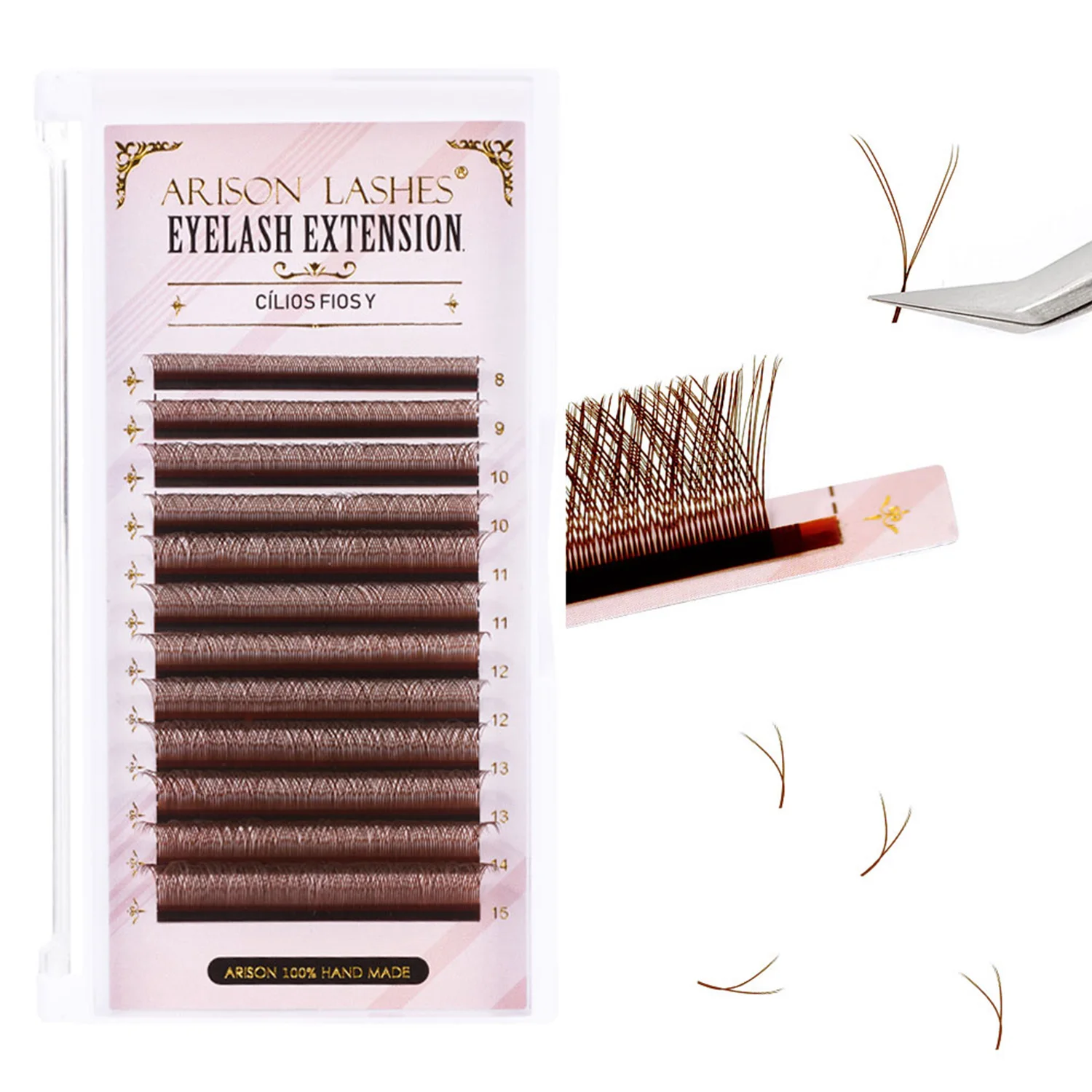 ARISON 20 Trays YY brown False Eyelashes