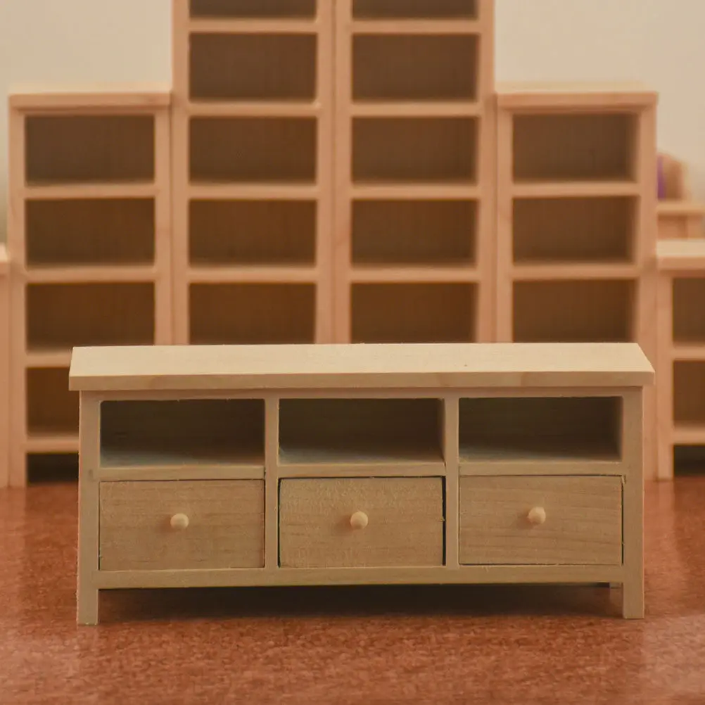 

1Pcs Miniature Furniture Mini House Storage Cabinet Wooden TV Cabinet Decoration DIY House Decor Mini Drawer Crafts
