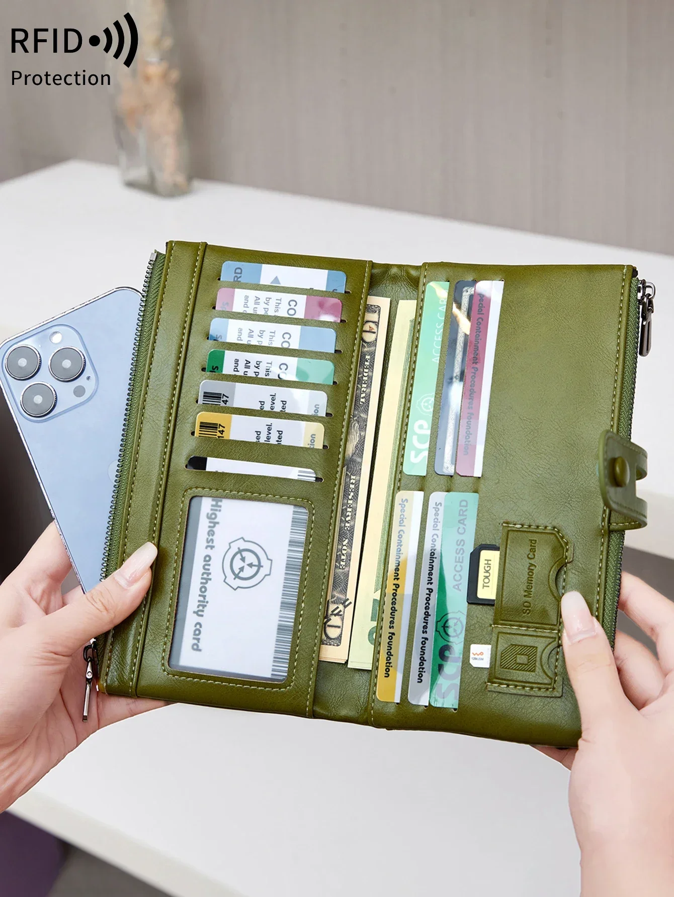 Fashion Women Wallet Vintage Folding Strap Double Zipper Pocket Short Card Holder High Quality LuxuryPortable Clutch Card Holder