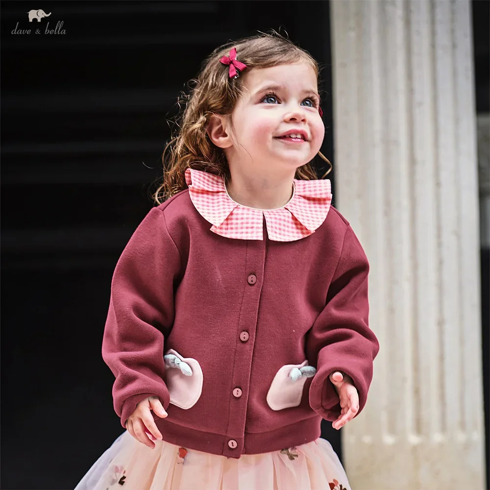 

Dave Bella Girls Baby Knitted Jacket Autumn Winter Fashion Casual Children's Cotton Overcoat Cardigan Outdoor Warm DB3252687