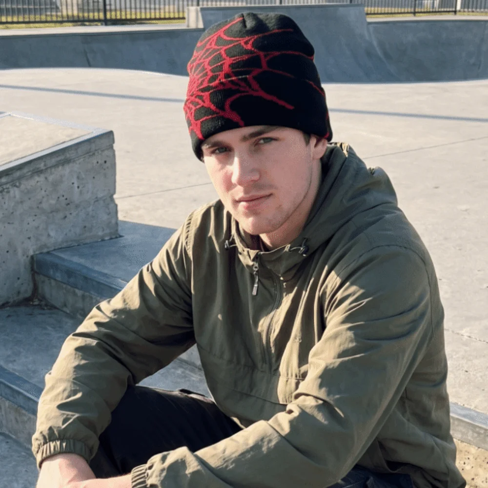 Soft Spider Web Pattern Beanie Caps Warm Stretch Pullover Hat Multiple Colors Street Punk Cuffed Knitted Hat Vintage Style