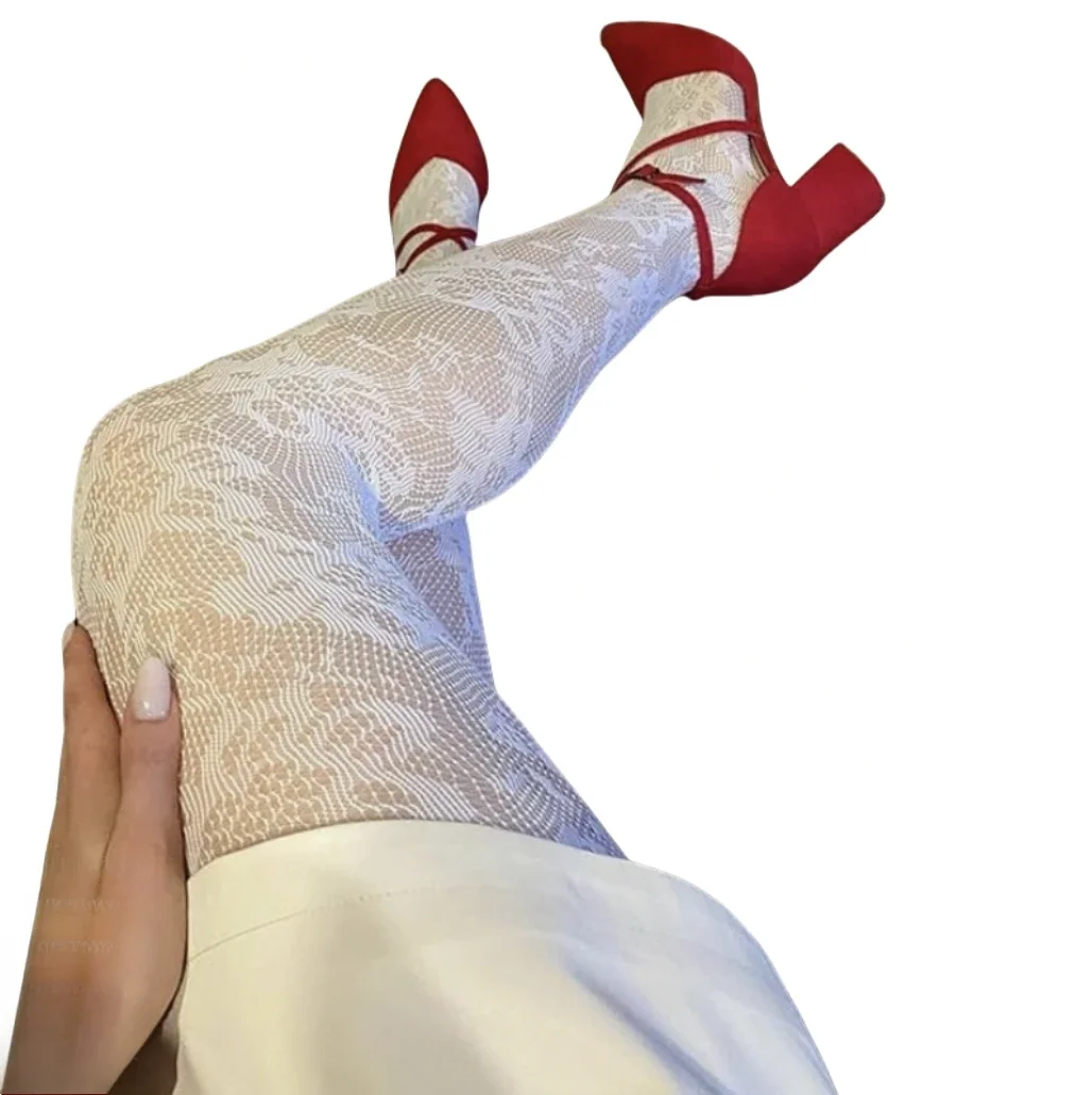 SHENGRENMEI White Tights for Women Underwear Erotic Pantyhose Flower Mesh Thigh High Body Stockings femme collants dropshipping