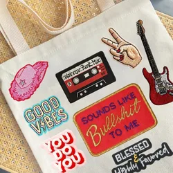 1PC Y2K Rock Cowgirl Guitar Embroidered Patch Iron On Sew On Patches For Clothing Cap Bag Jacket DIY Gift Hot Adhesive Badge
