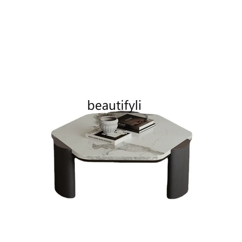 

S Minimalist Italian Small Apartment Marble Coffee Table Living Room Home Silent Style Square Solid Wood Designer furniture
