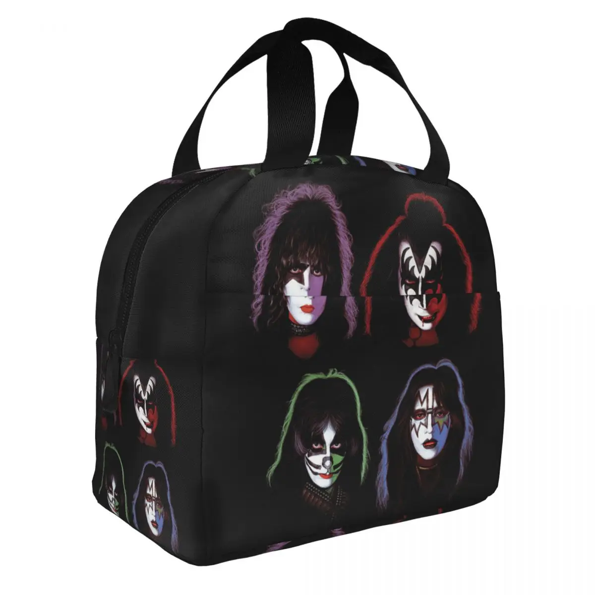 

Kiss Metal Solo Heads Lunch Bento Bags Portable Aluminum Foil thickened Thermal Cloth Lunch Bag for Women Men Boy