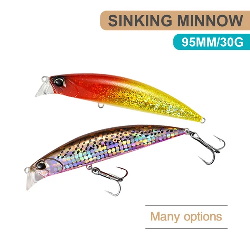 Imagen 2 del producto Señuelos de pesca de 9,5 cm y 30g, pececillo que se hunde, Wobbler, cebo duro Artificial de fundición larga y pesada, Jerkbait, accesorios de pesca, señuelo MN622