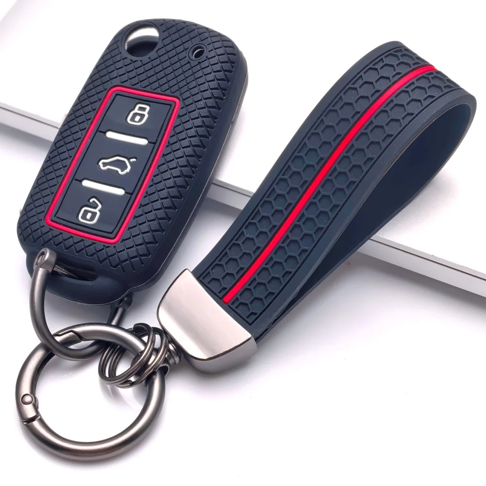 Silicone Car Key Fob Case Cover for Volkswagen Sagitar/Polo/Golf/Bora/Tiguan/TOUAREG/Phaeton/SEAT/Skoda Key Fob Cover