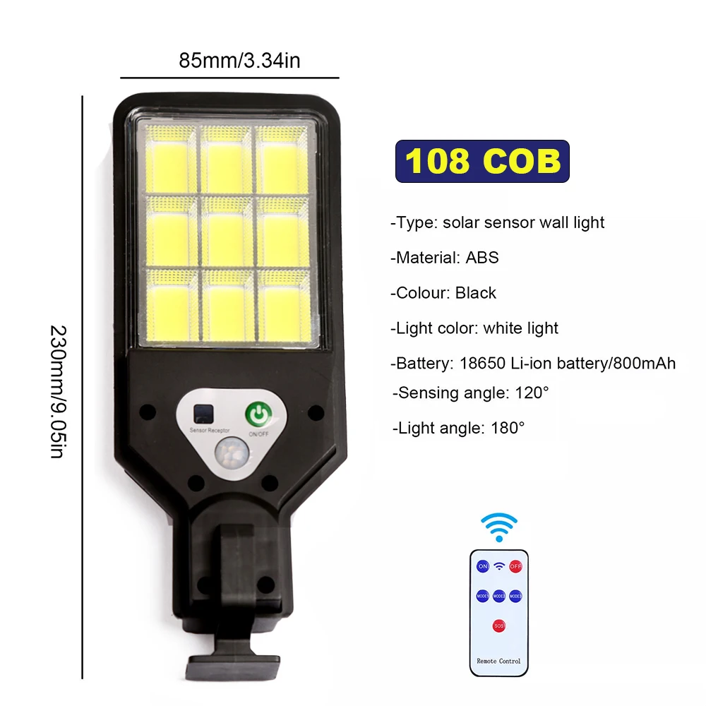 أضواء الشوارع الشمسية في الهواء الطلق اللاسلكية الشمسية الأمن الجدار ضوء استشعار الحركة مع 3 أوضاع الإضاءة لحديقة مزراب الشرفة