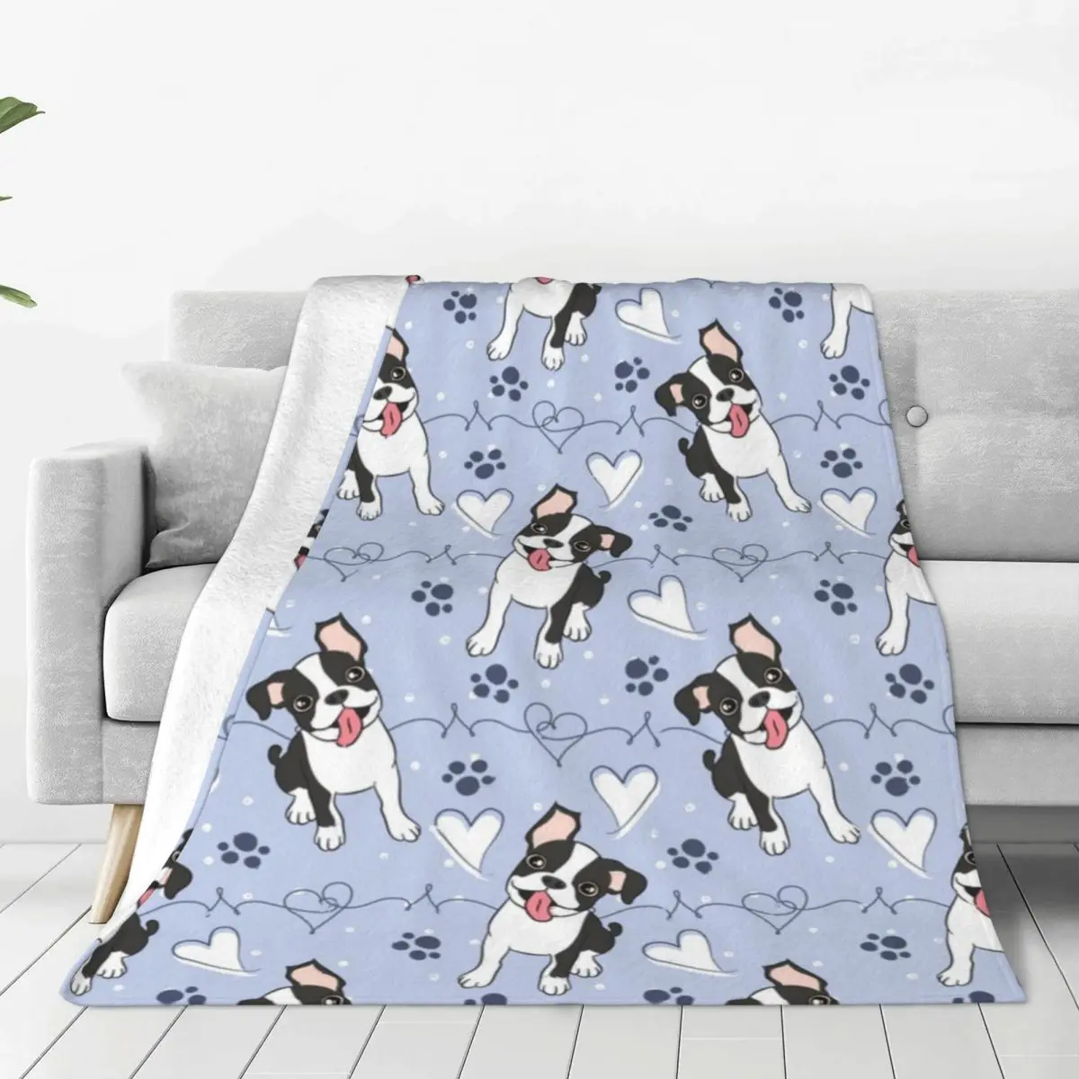 Love Boston Terrier Blanket Animal Travel Flannel Throw Blanket Super Soft Living Room Custom Bedspread Gift