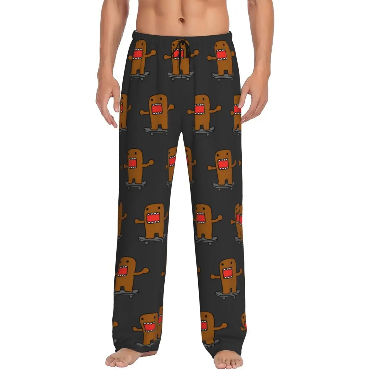 

Custom Domo Kun Pajama Pants Men's Cartoon Lounge Sleep Stretch Sleepwear Bottoms with Pockets