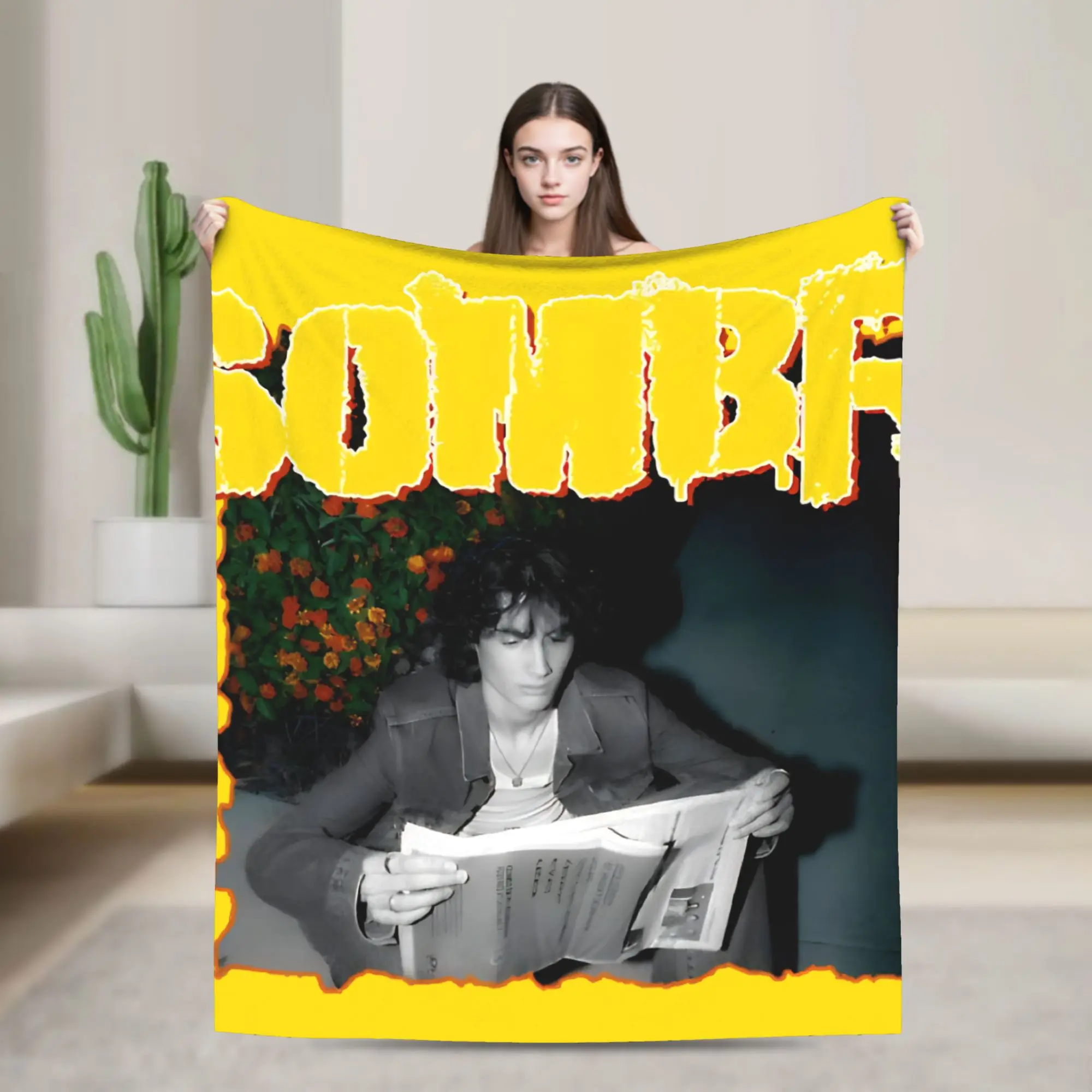 

Sombr Music Warm Blanket Picnic Plush Throw Blanket Novelty Couch Chair Flannel Bedspread Sofa Bed Cover