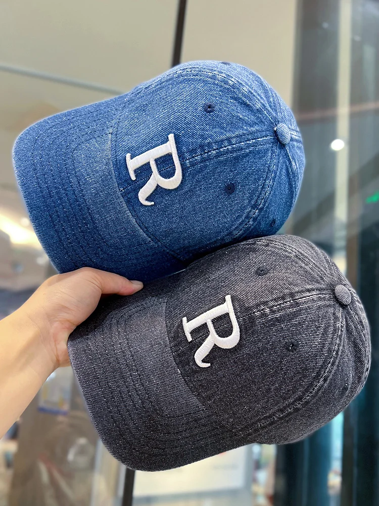 

Letter Washed Baseball Cap Fashionable All-Match Peaked Cap Men's and Women's Big Head Circumference Face-Looking Small Sun Hat