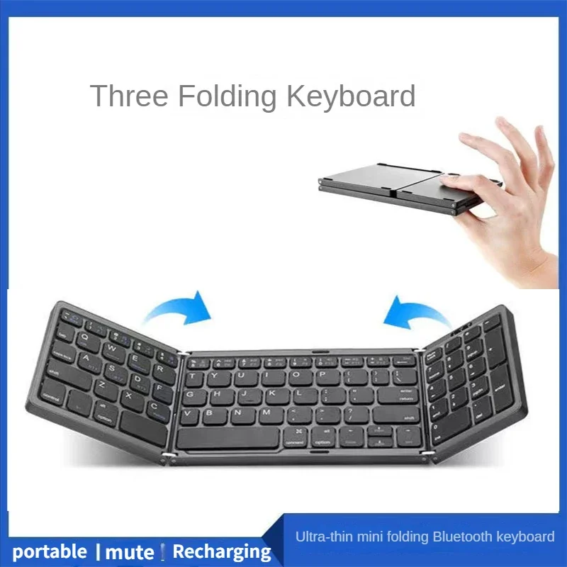 

Portable Keyboard Three Folding Bluetooth-compatible Keyboard Wireless Foldable BT Keypad for IOS Android Windows Ipad Tablet