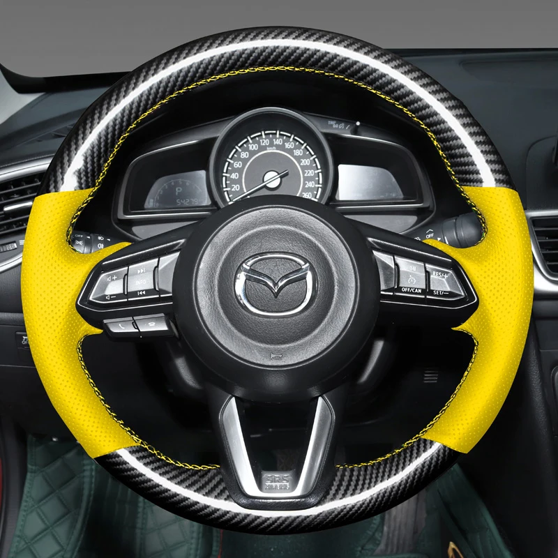 

Hand Stitched Car Steering Wheel Cover for Mazda 3 Axela 2017-2019 CX5 CX-5 CX4 CX-4 Atenza Mazda 6 18-21 MX-5 MX5 CX-8 Leather