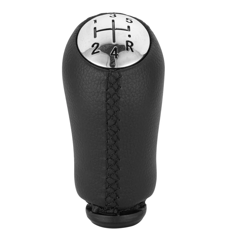Perilla de palanca de cambios de coche, accesorio de palanca de cambios de cuero ABS para Renault Clio 2 3 Megane 2 Scenic 2 Kangoo 5 velocidades