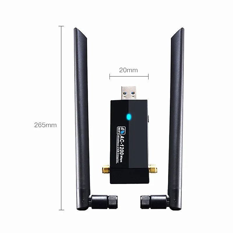 RTL8812AU 1200M Wireless Network Card 11AC Dual-Band WiFi Receiver USB Network Card Fast Wide-Ranging Wall-Penetrating Ability