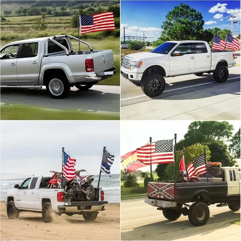 Truck Flagpole Mounting Kit Heavy Duty Universal Non-Drilling Side Flagpole Mounting Bracket