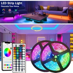 침실 LED 스트립 조명, 1-5m/10m/15m/20m/30m 컬러, 5050 RGB LED 테이프, 방 장식, TV 백라이트, 블루투스 네온 조명