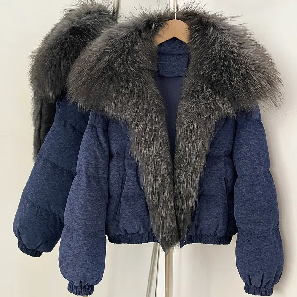OFTBUY Neue Winter-Kurzjacke aus Baumwolle für Damen, Luxuriöser Echtfuchs-Pelz, Daunenjacke, Modische Warme Naturpelz-Pufferjacke – Detail 24