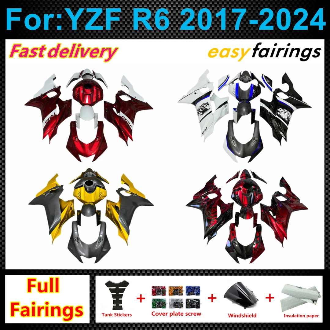 Motorcycle ABS Injection Fairing Kit Fit For R6 2017‑2026 Complete Bodywork Panels Pre‑Drilled Mount Replacement Fairings Set