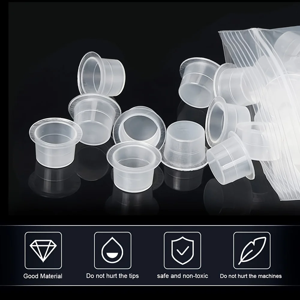 100Pcs S/M/L/XL Disposable Tattoo Ink Cup Plastic 8-23mm Permanent Makeup Pigment Clear Holder Container Cap Tattoo Accessory image 2