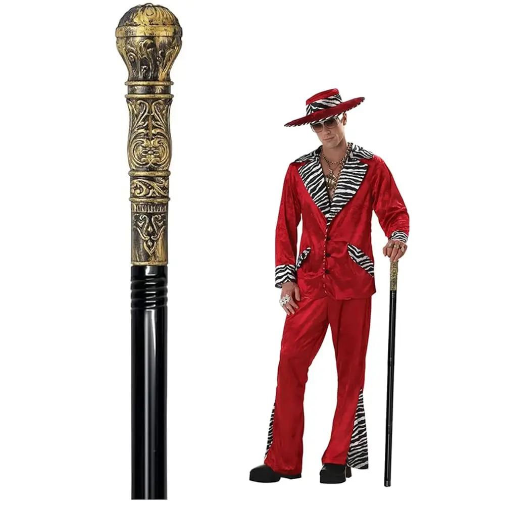 

Костюмный аксессуар: трость для образа шутника, 42 дюйма, металлическая, с пластиковой ручкой под старинное золото, для косплея, Хэллоуина, вечеринок и маскарадов, Su