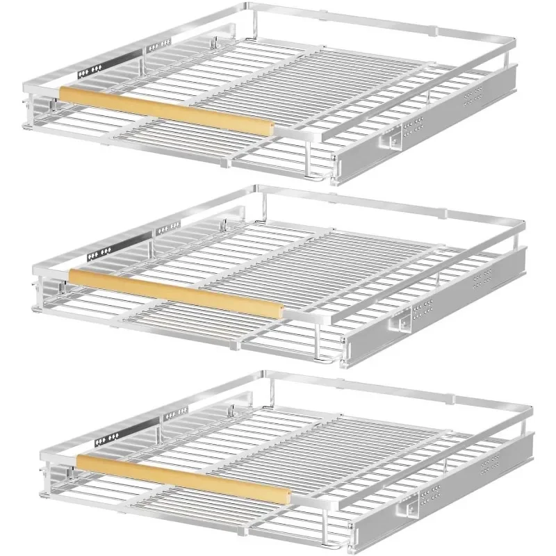 Pull Out Cabinet Drawer Organizer Expendable Sliding Shelf Stainless Steel Storage Rack Organization Slide