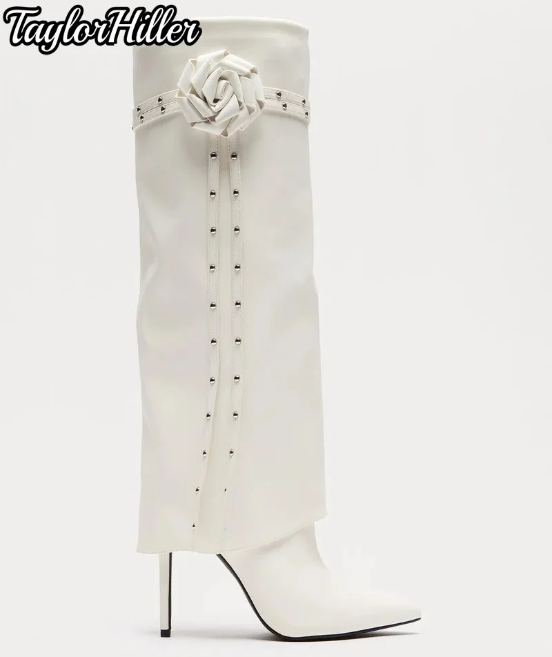 

Сапоги с цветочным принтом и стразами, широкие сапоги до колена с кисточками, женские ботинки 2026, черно-белые кожаные зимние офисные женские туфли, новая обувь