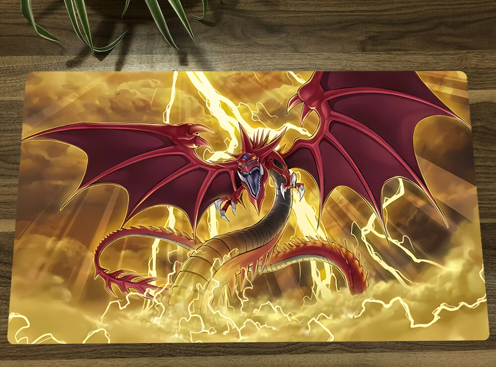 YuGiOh Slifer the Sky Dragon TCG CCG Playmat tappetino da gioco per carte collezionabili tappetino da gioco da tavolo in gomma tappetino da gioco tappetino per Mouse tappetino per Mouse 60x35cm