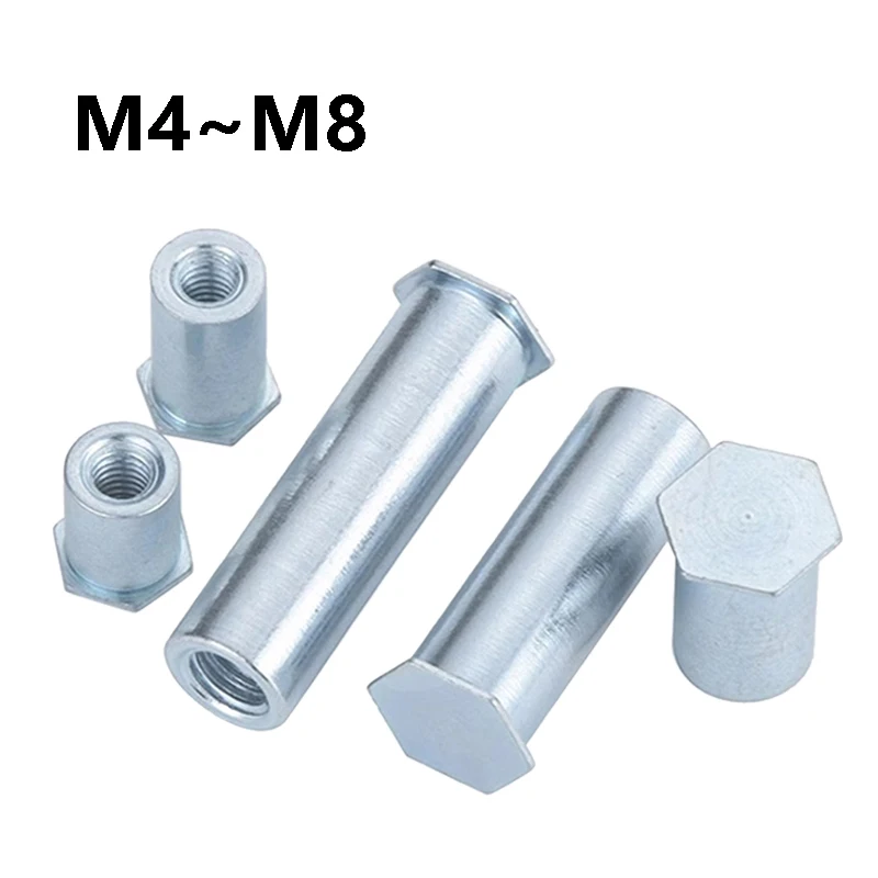 M4 M5 M6 M8 M10 Blind Hole Rivet Studs Hexagon Head Blind Hole Pressure Rivet Nuts Column Ressure Riveting Stud Screw Nuts