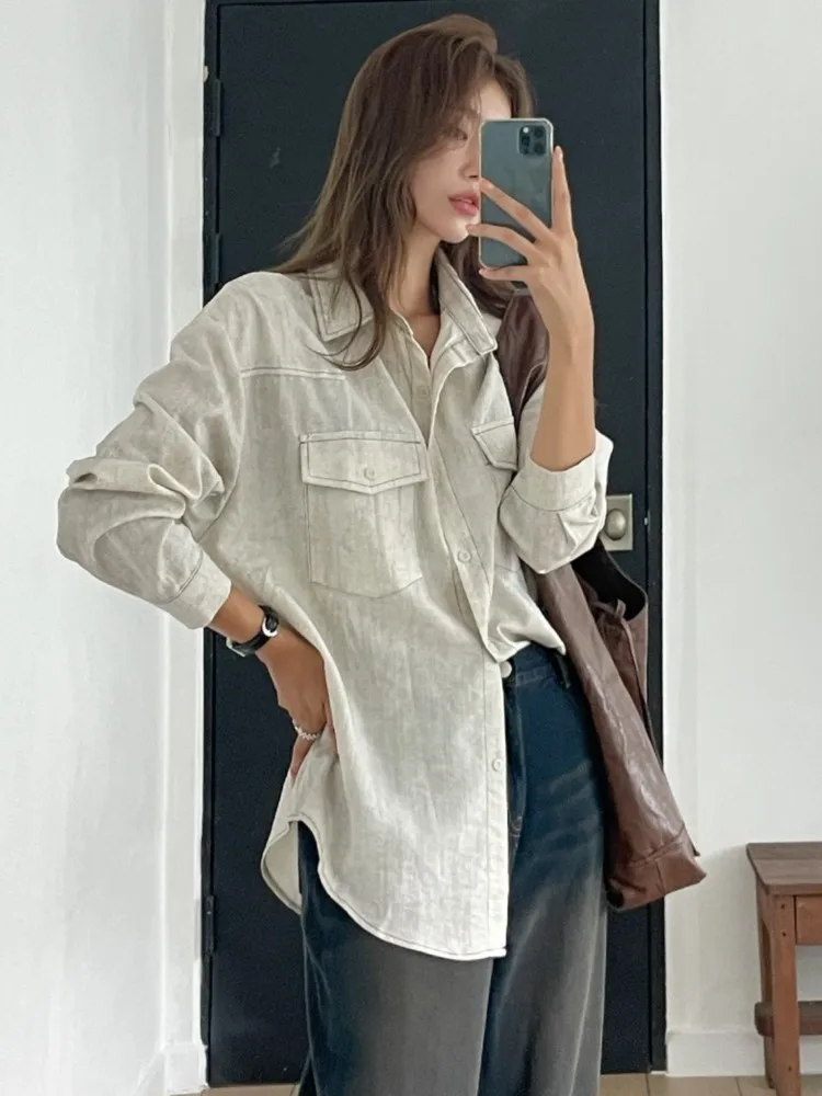 

Autumn Korean Chic Long Sleeve Shirt Blouse Women Loose Vintage Office Ladies Tops Blusa Feminina