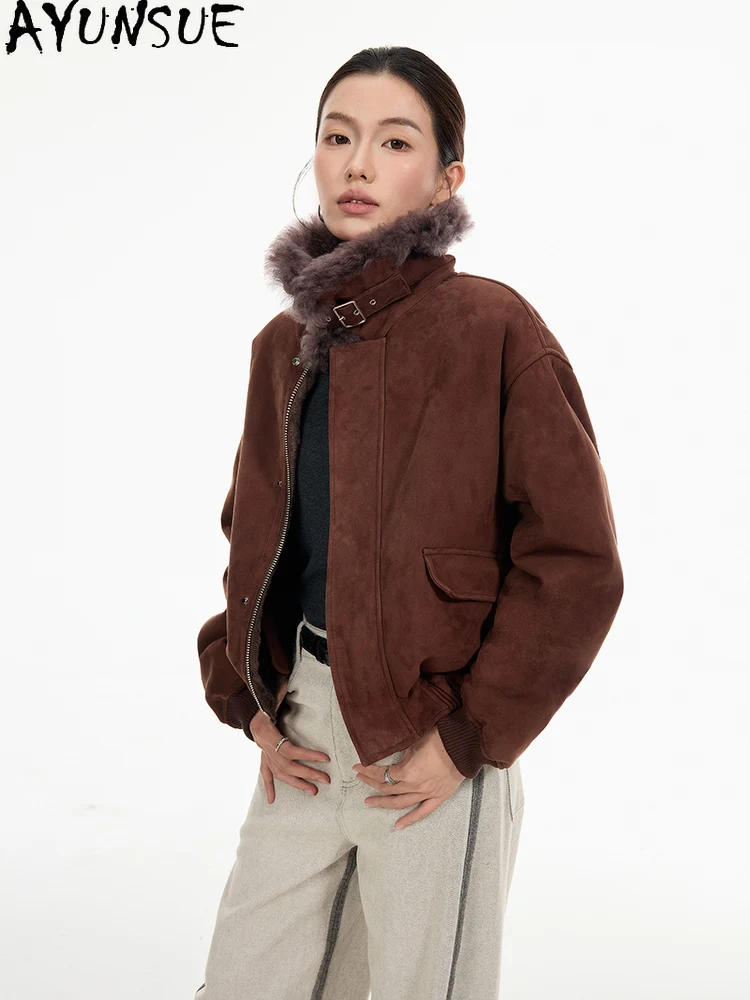 

AYUNSUE Natural Sheepskin Fur Coat Woman Warm Winter Clothes Lamb Wool Genuine Leather Jacket Women Luxury 2025 Шуба Женская