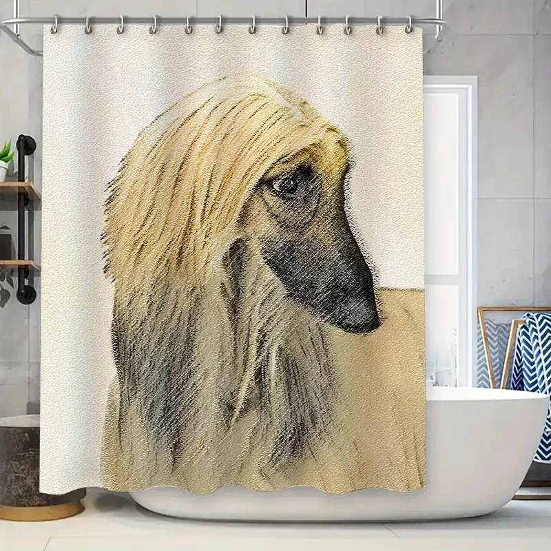 

Высококачественная художественная занавеска для душа с мягким портретом собаки в стиле карандаша идеально подходит для декора вашей ванной комнаты