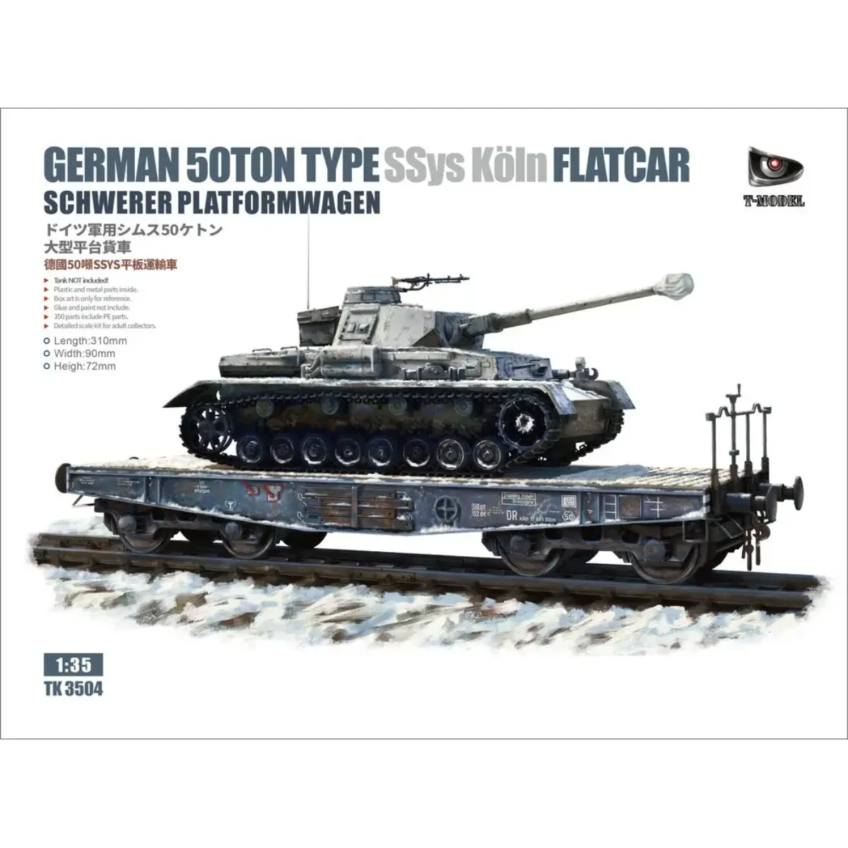 T-MODEL  50Ton Type SSYS Köln Flatcar Schwerer Platformwagen (Not Include Tank) TK3504 1/35