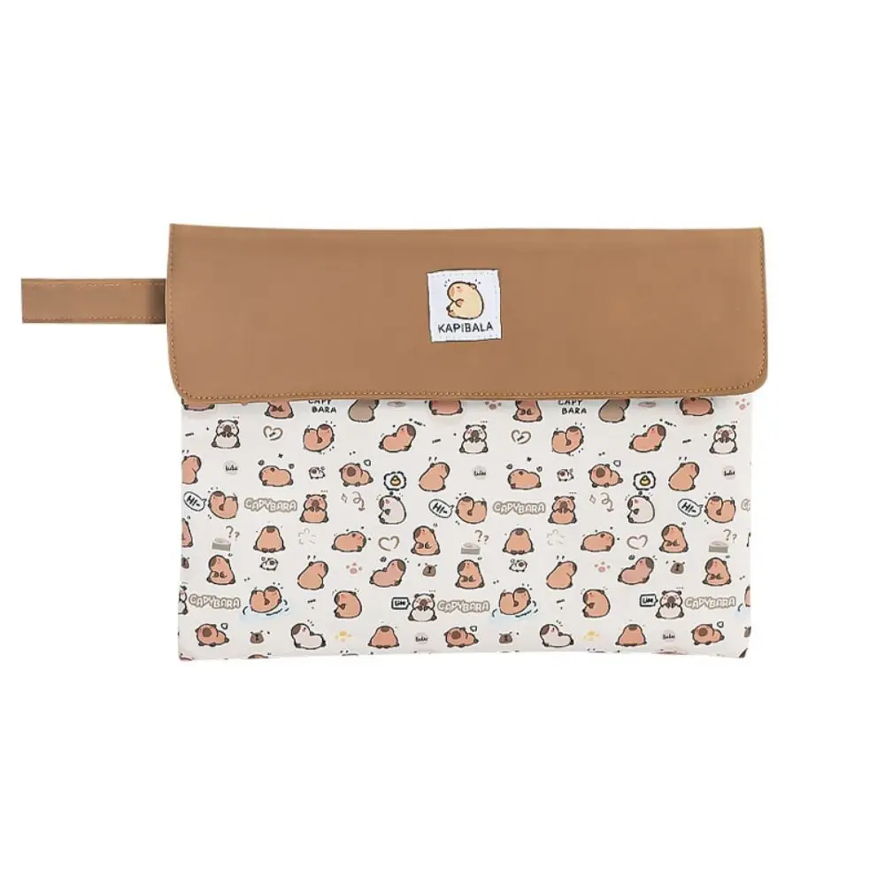 Carpeta de archivos Capybara de gran capacidad, organizador de archivos de tela con dibujos animados de perros, lavable, tamaño A4, bolsa de