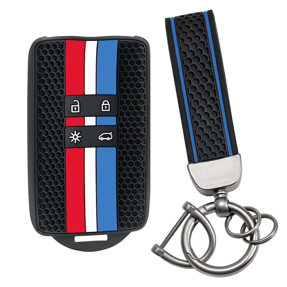 Flexible Remote Fob Case For Renault Koleos Kadjar Megane 4 Talisman Captur Espace Clio 5 With Wrist Strap And Carabiner Durable
