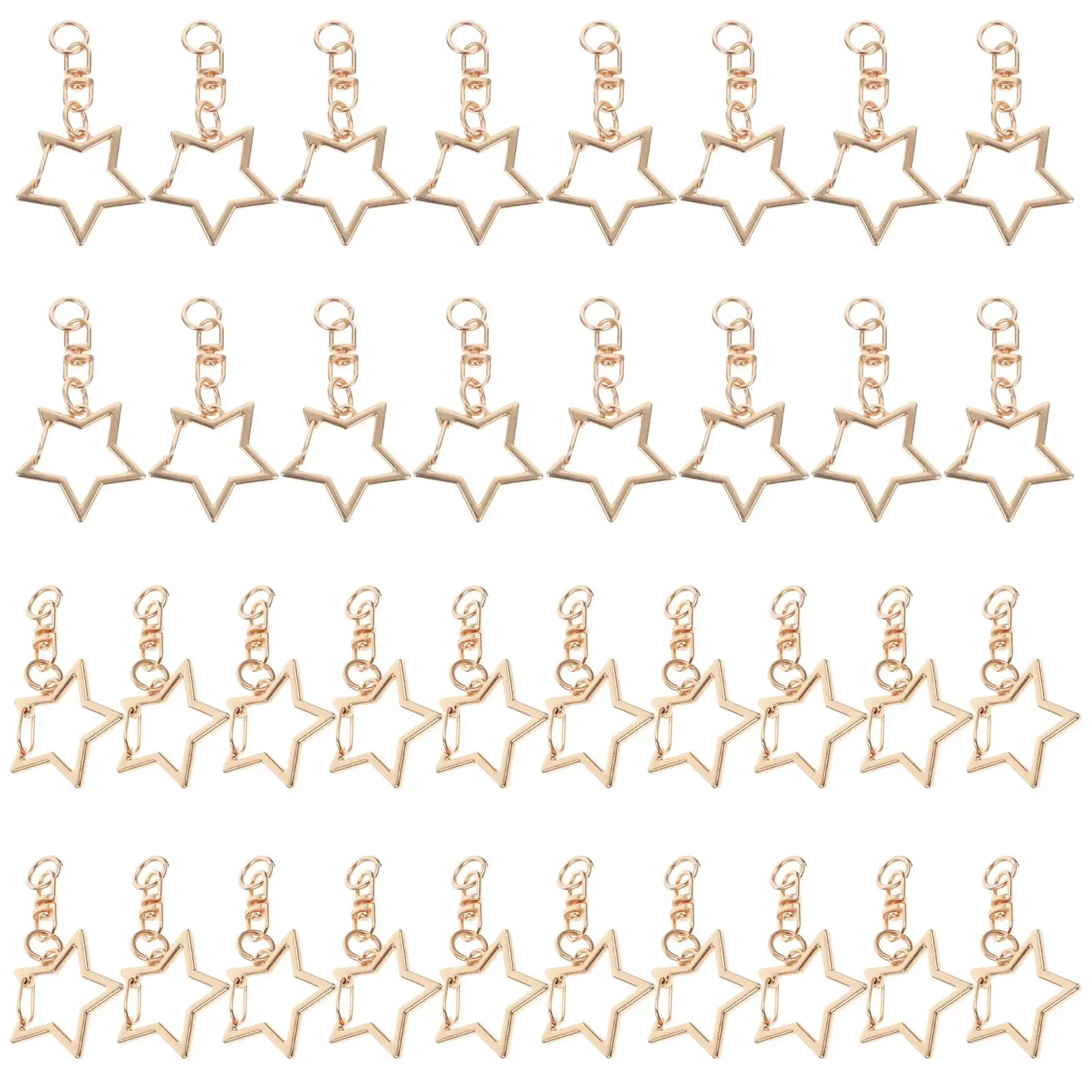 

60pcs Golden Pentagram Keychain Metal Clasp Hooks Durable Buckles DIY Craft Accessories Pendant Lovers Fobs Bulk