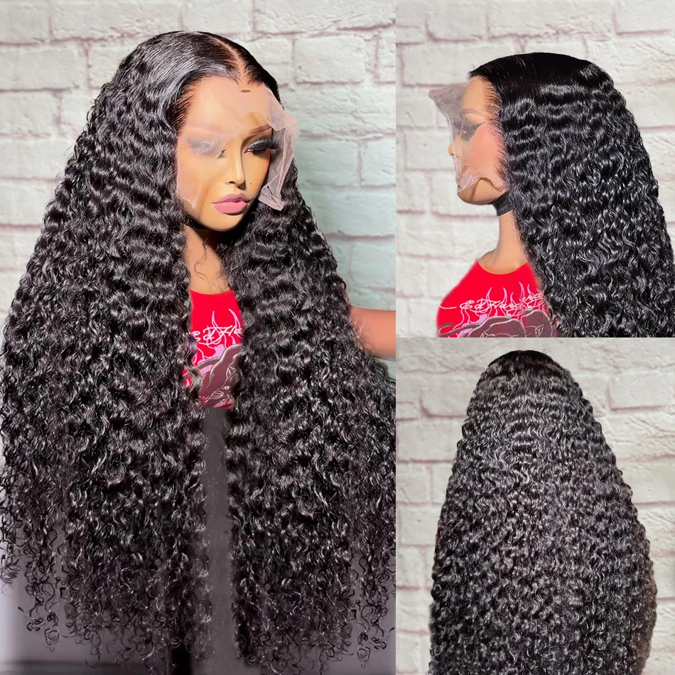 250 ad alta densità 30 38 pollici onda profonda 13x4 HD parrucca trasparente per capelli umani onda riccia 100% parrucche frontali in pizzo brasiliano Remy