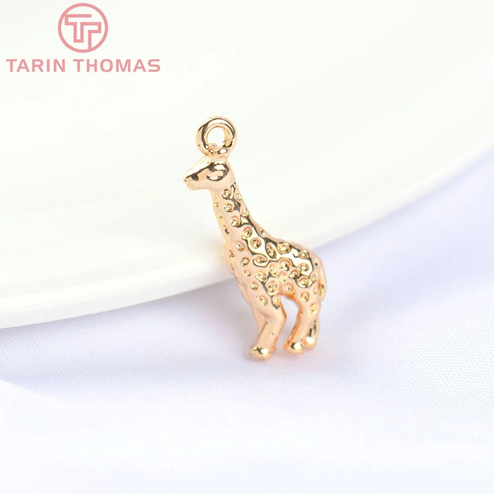 (5597) 6PCS 8.5x14MM 24K Gold Color Brass Giraffe Charms Pendants High Quality DIY Jewelry Making Findings Accessories Wholesale