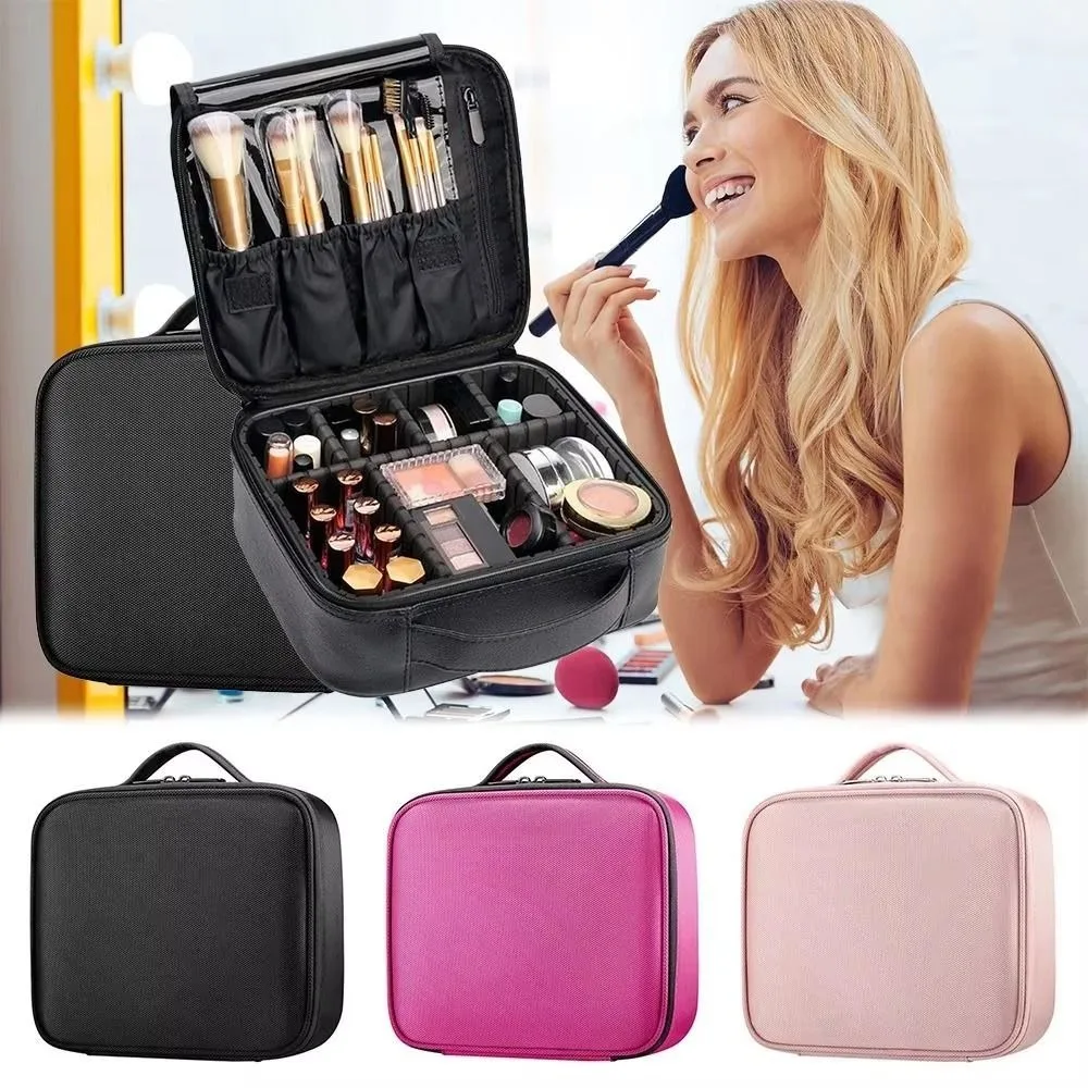 Fashion Makeup Storage Bag Portable Oxford Cloth Cosmetics Storage Box Waterproof with Dividers Women's Makeup Pouch