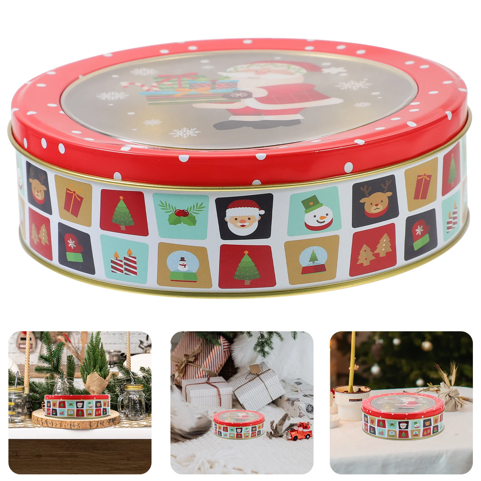 

Christmas Tinplate Cookie Tin Small Case Biscuit Candy Tin Xmas Party Treat Storage Box Holiday Gift Container