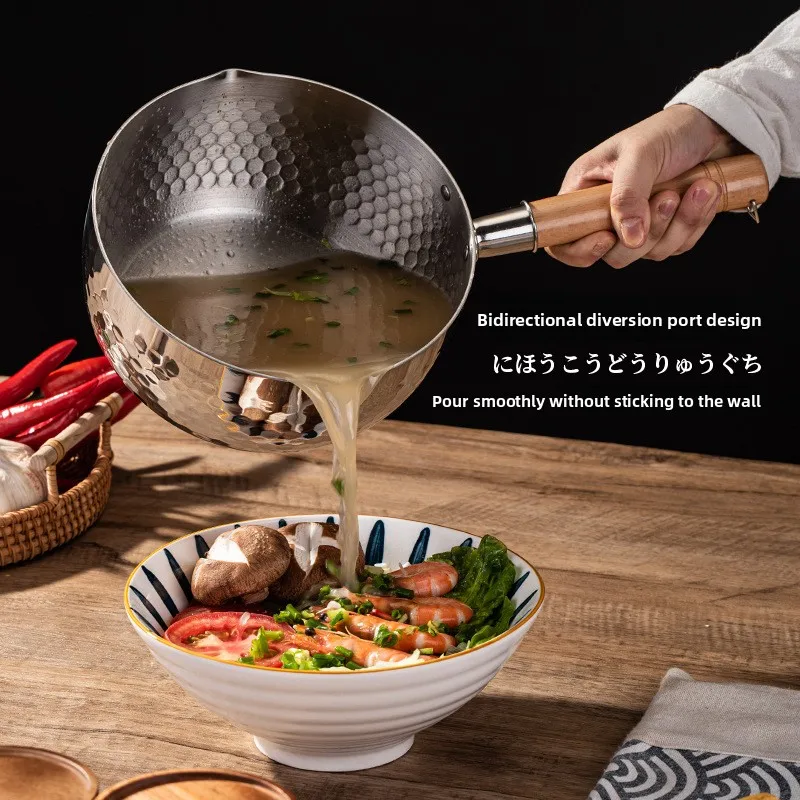 

Снежная плоская кастрюля из нержавеющей стали 304, кастрюля для лапши быстрого приготовления, бытовая кастрюля для супа, кастрюля для молока, пароварка