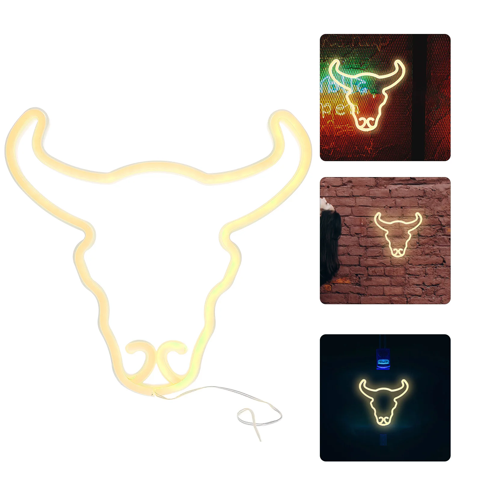 Bull Head Bull Head Neon Lamp For Bedroom Light LED Wall Decor USB Powered Creative Design Perfect for Bedroom Kids Room