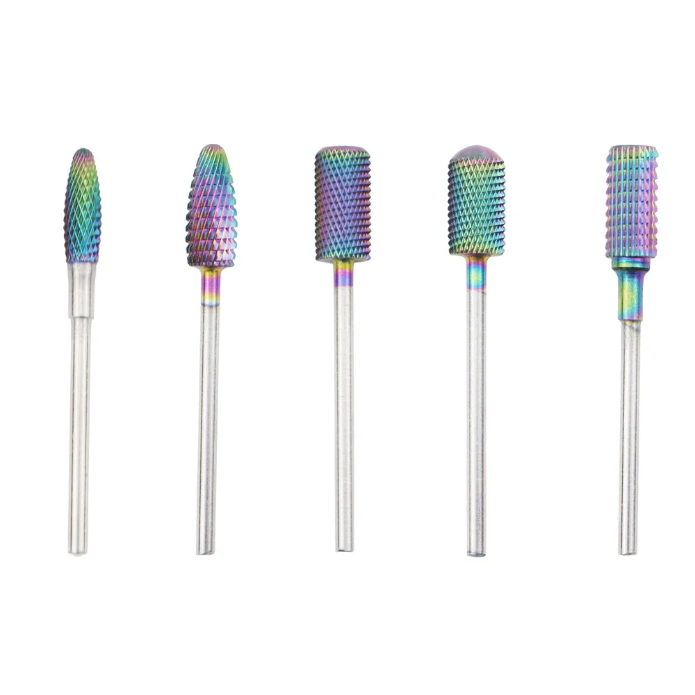 22 Type Rainbow Tungsten Carbide Ceramic Nail Drill Bits for Manicure Pedicure Nail Electric Drill Machine