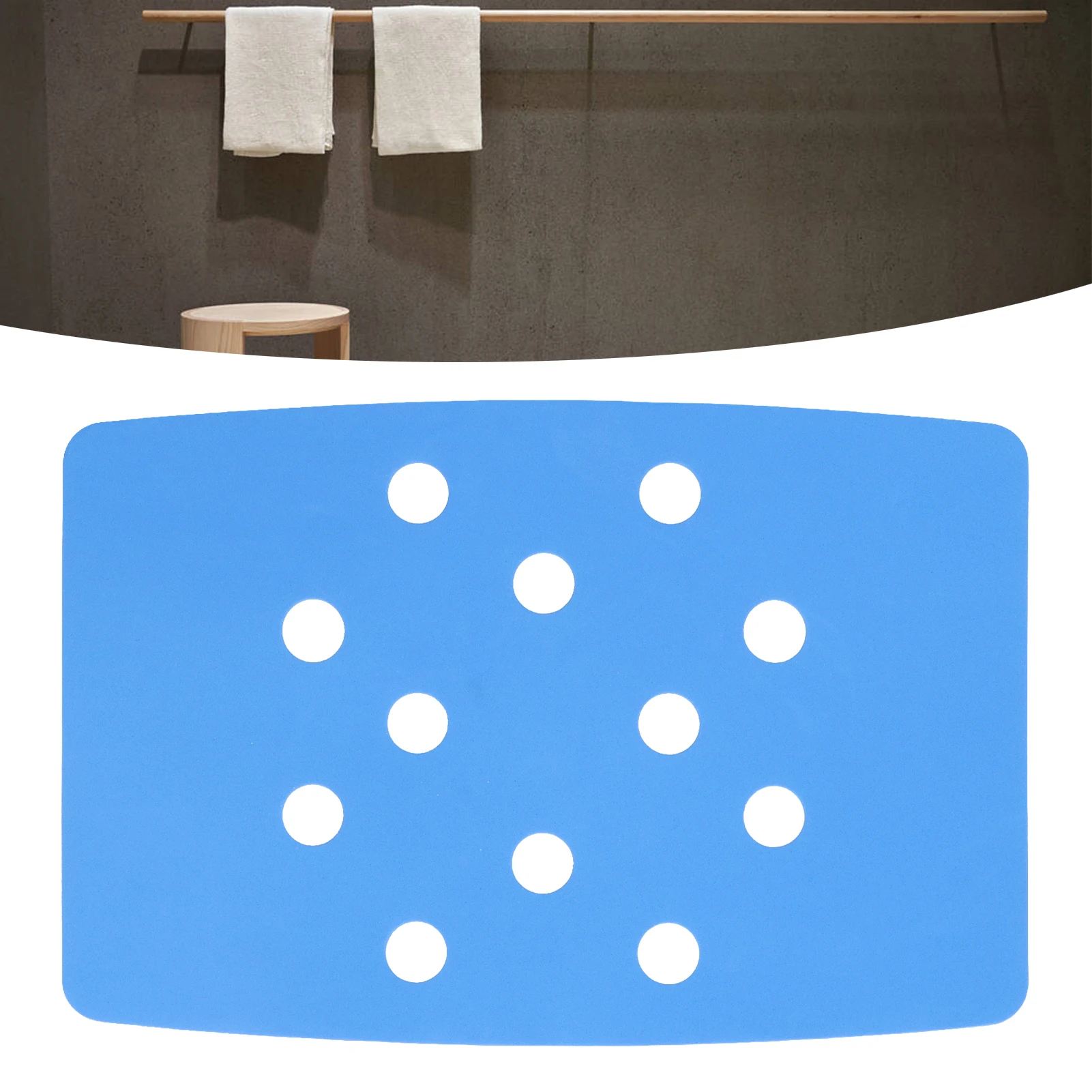 

ZK10 Shower Chair Cushion Paste Fixed Keep Warm EVA Blue Perforation Design Portable Shower Stool Cushion