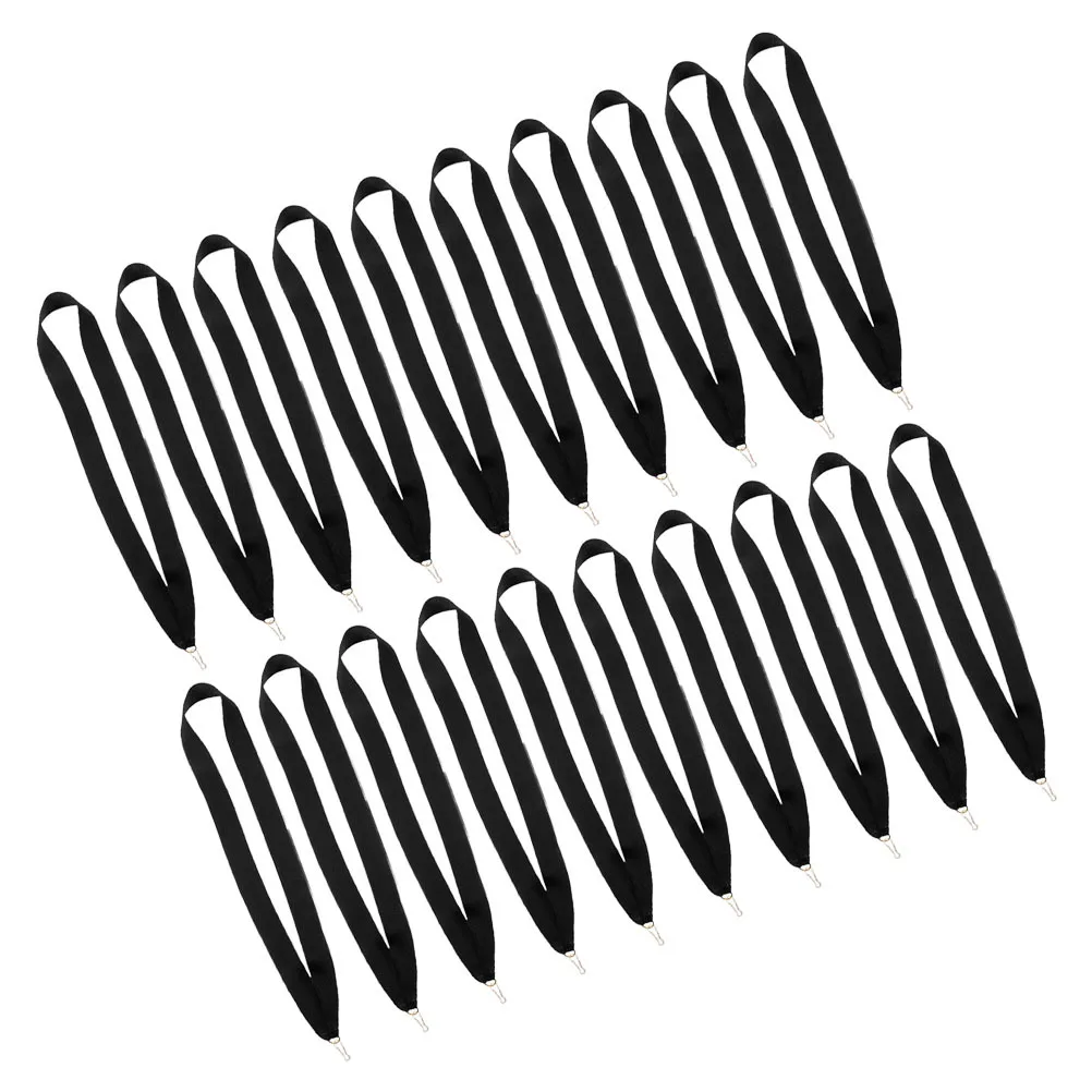 

20Pcs Sports Medal Lanyards Black Neck Ribbons Snap Clips Versatile Use Comfortable Fit All Ages Competitions