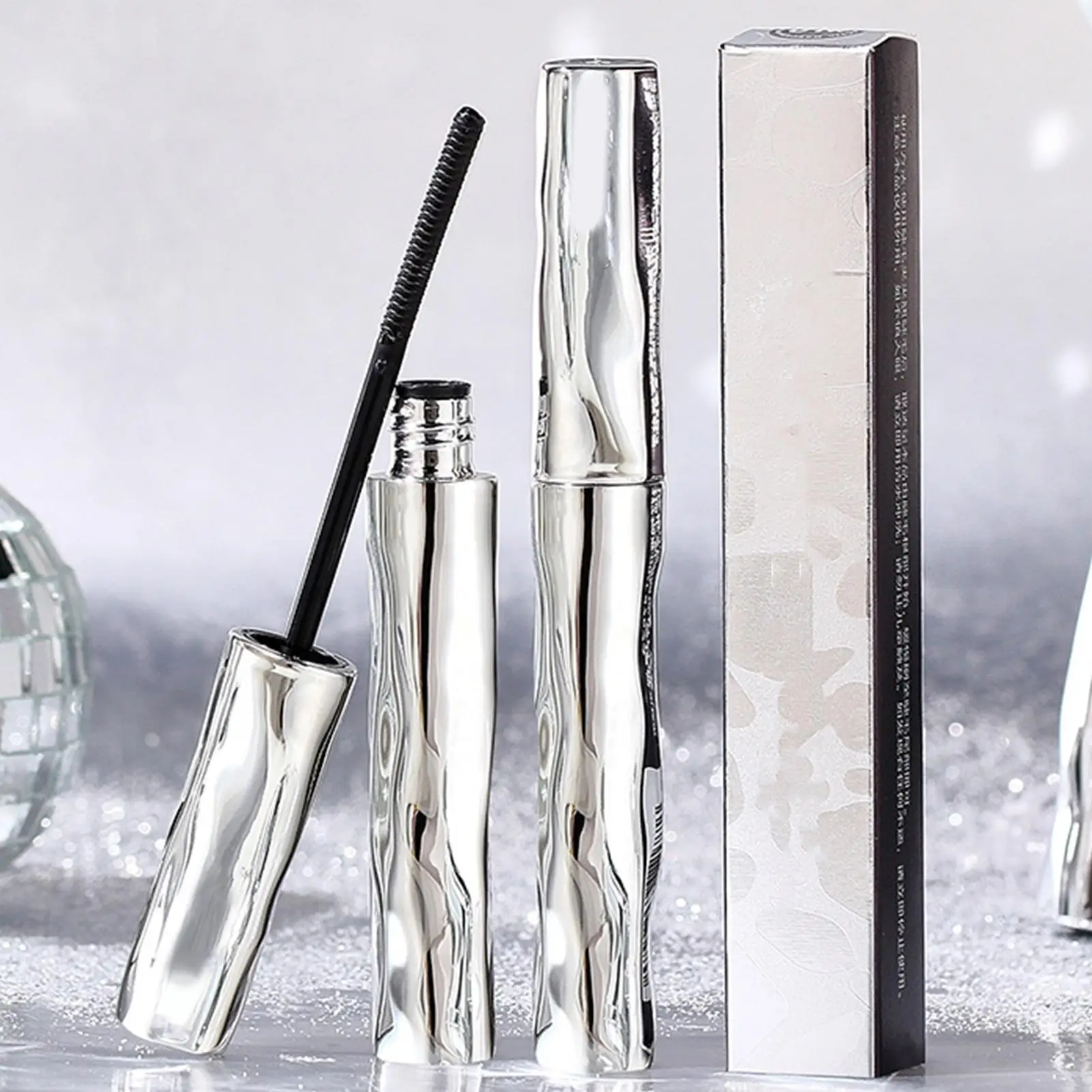 1 stücke Wasserdichte Metallics Rohr Mascara Schwarz Seide Faser Lange Curling Nicht-Clumping Wimpern Extensions Spirale Make-Up Für Augen