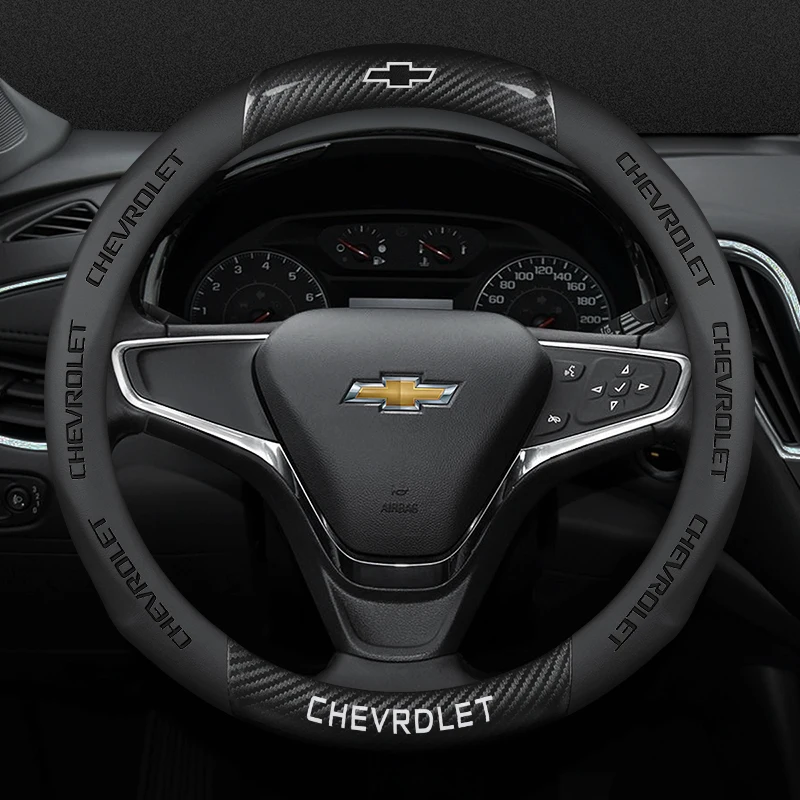 Capa de volante antiderrapante em relevo 3D 38CM para Chevrolet Cavalier Colorado Cruze Lacetti Onix Orlando Silverado Spark Tahoe